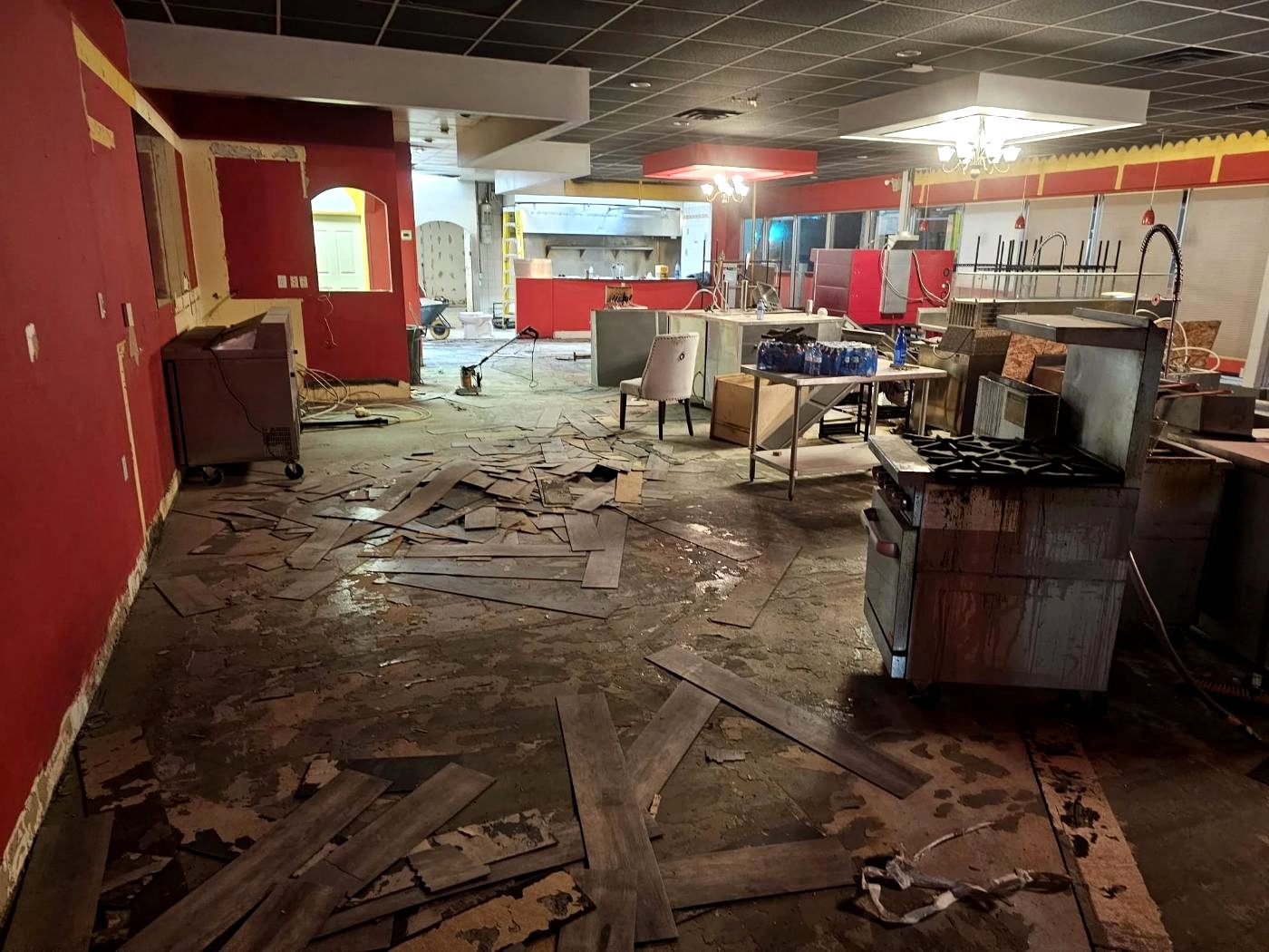 Commercial interior stripped back to shell with fixtures and flooring removed